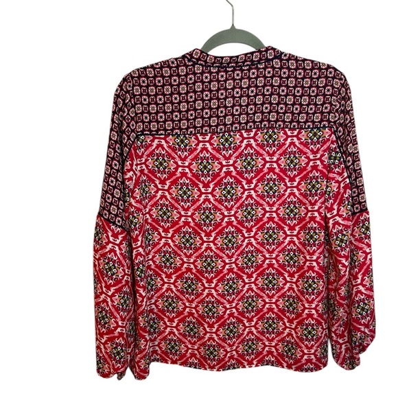 Nwt Loft Mixed Mosaic Split Neck Blouse - Picture 3 of 6